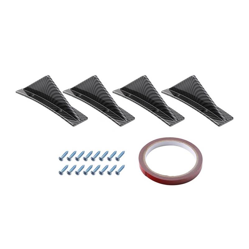 4pcs Flache Endbogen Hintere Stoßstange Lippe Diffuser Hai Flossen Kinn Stoßfänger Schutz Schutz Abdeckung Auto Hintere Trims Spoiler Schwarz(4pcs Arc carbon) von GEOLXD