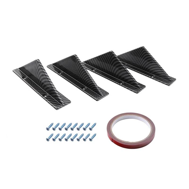 4pcs Flache Endbogen Hintere Stoßstange Lippe Diffuser Hai Flossen Kinn Stoßfänger Schutz Schutz Abdeckung Auto Hintere Trims Spoiler Schwarz(4pcs flat carbon) von GEOLXD