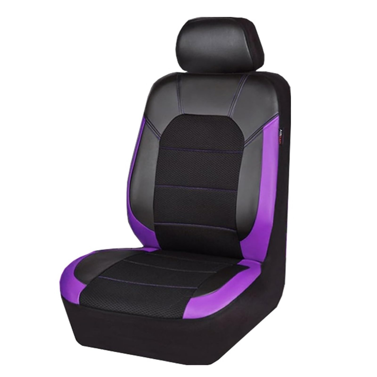 GEOLXD Atmungsaktives Mesh-Gewebe, das PU-Leder spleißt, Autozubehör, Autozubehör, geeignet for die meisten 5-Sitzer-Autos(1 seat Black Purple) von GEOLXD