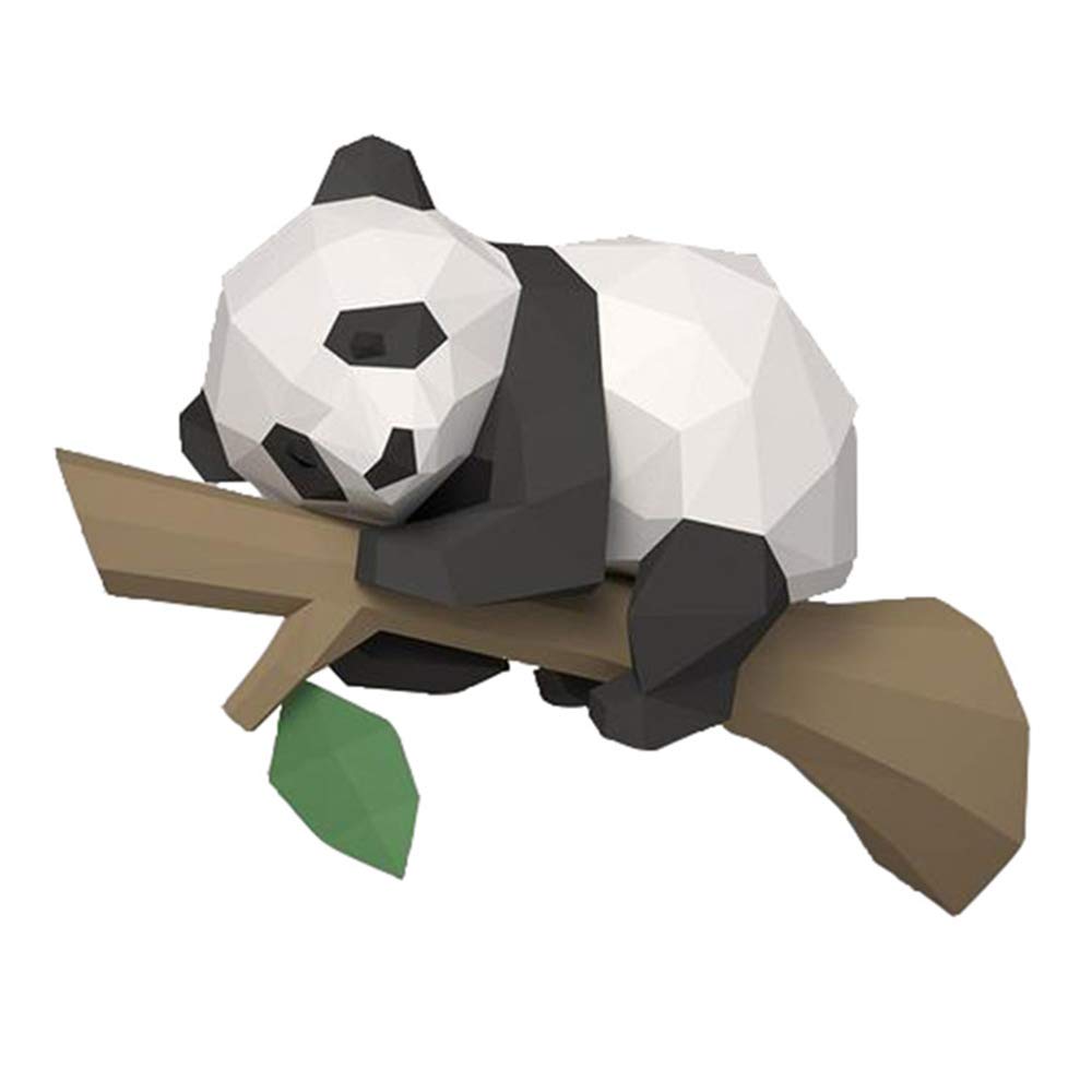 GERALD 3D-Tierpapier, Panda auf dem geometrischen Baum, für die Innendekoration, Wanddekoration, lehrreich für Kinder, A von GERALD