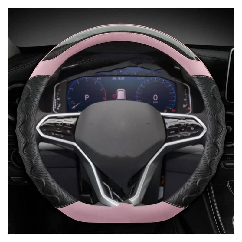 Für VW Für Sharan Für P&assat Für Caddy Für T&Ouran Für Tiguan Für Teramont Für Atlas Für T-R&OC Für T-Cross Auto Lenkrad Abdeckung Auto Lenkrad (Color : Pink) von GERGRGB