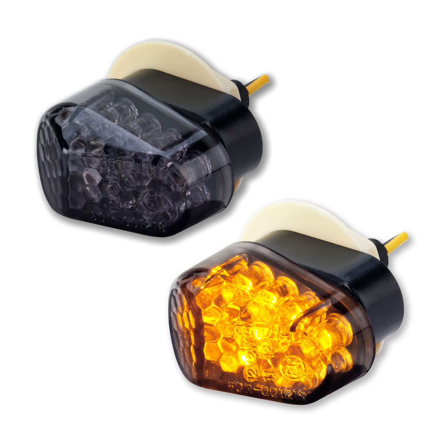 Germany Motorsports LED Motorrad Verkleidungsblinker Mini Blinker für Verkleidung e-geprüft smoke rauchgrau getönt 12V (Passend für Yamaha Modelle (Small)) von Germany Motorsports