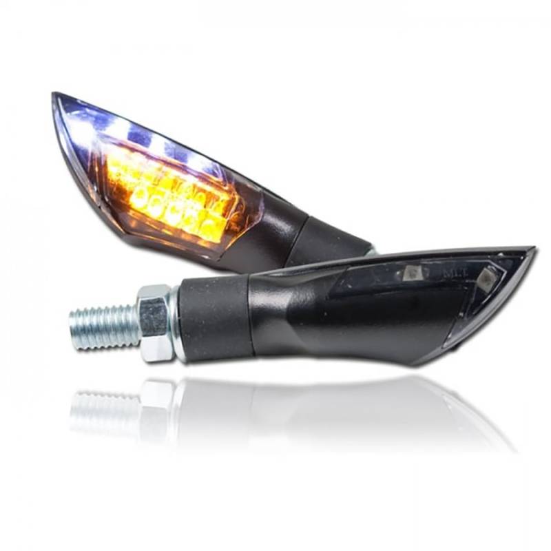 MOTORRAD LED MINI BLINKER STANDLICHT POSITIONSLICHT DUAL UNIVERSAL SCHWARZ GETÖNT von GERMANY MOTORSPORTS