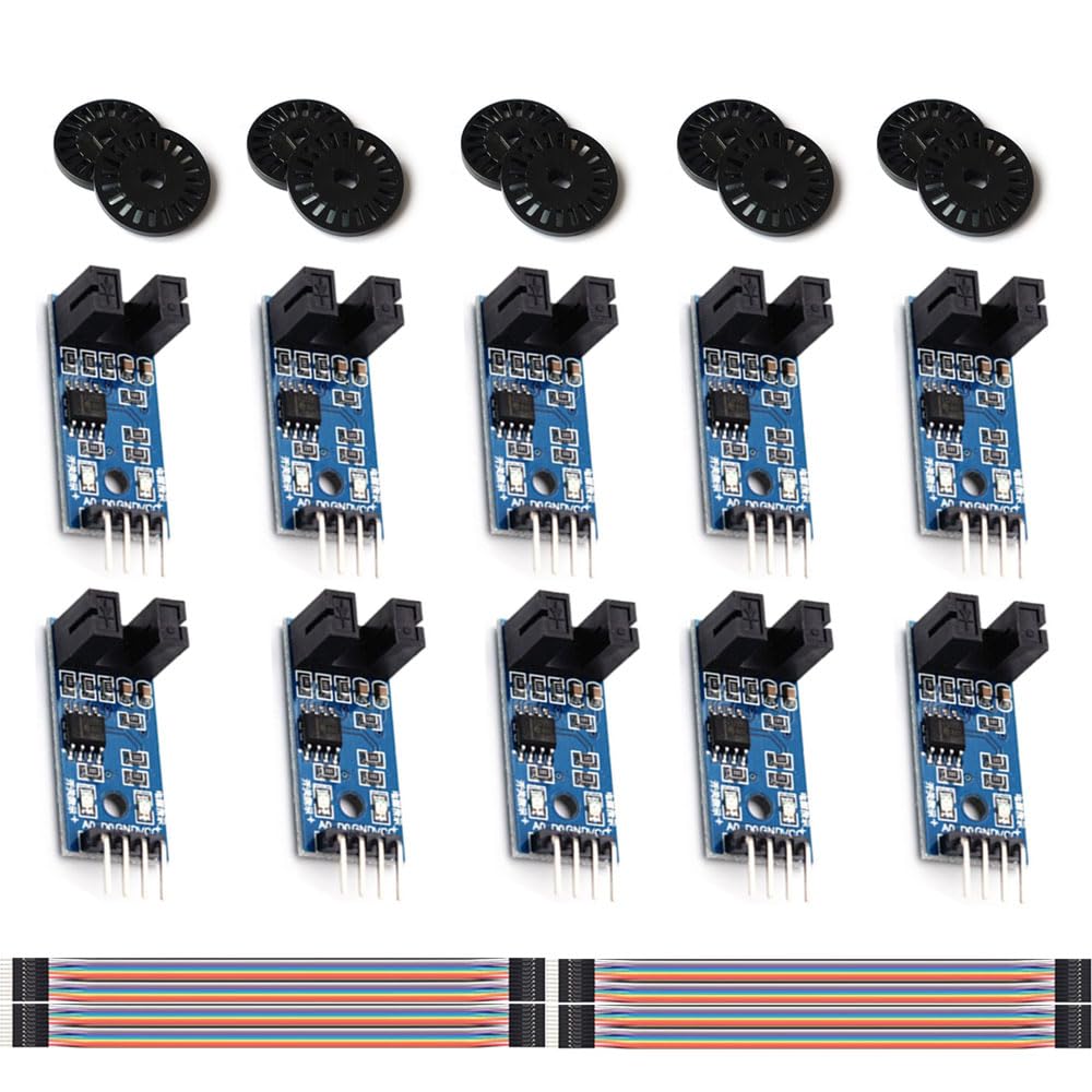 10 pcs Geschwindigkeitsmesssensor LM393 Geschwindigkeitsmessmodul,Slot Typ IR Optokoppler Messkomparator 3.3V-5V mit Kabel, für MCUArduino von GERUI