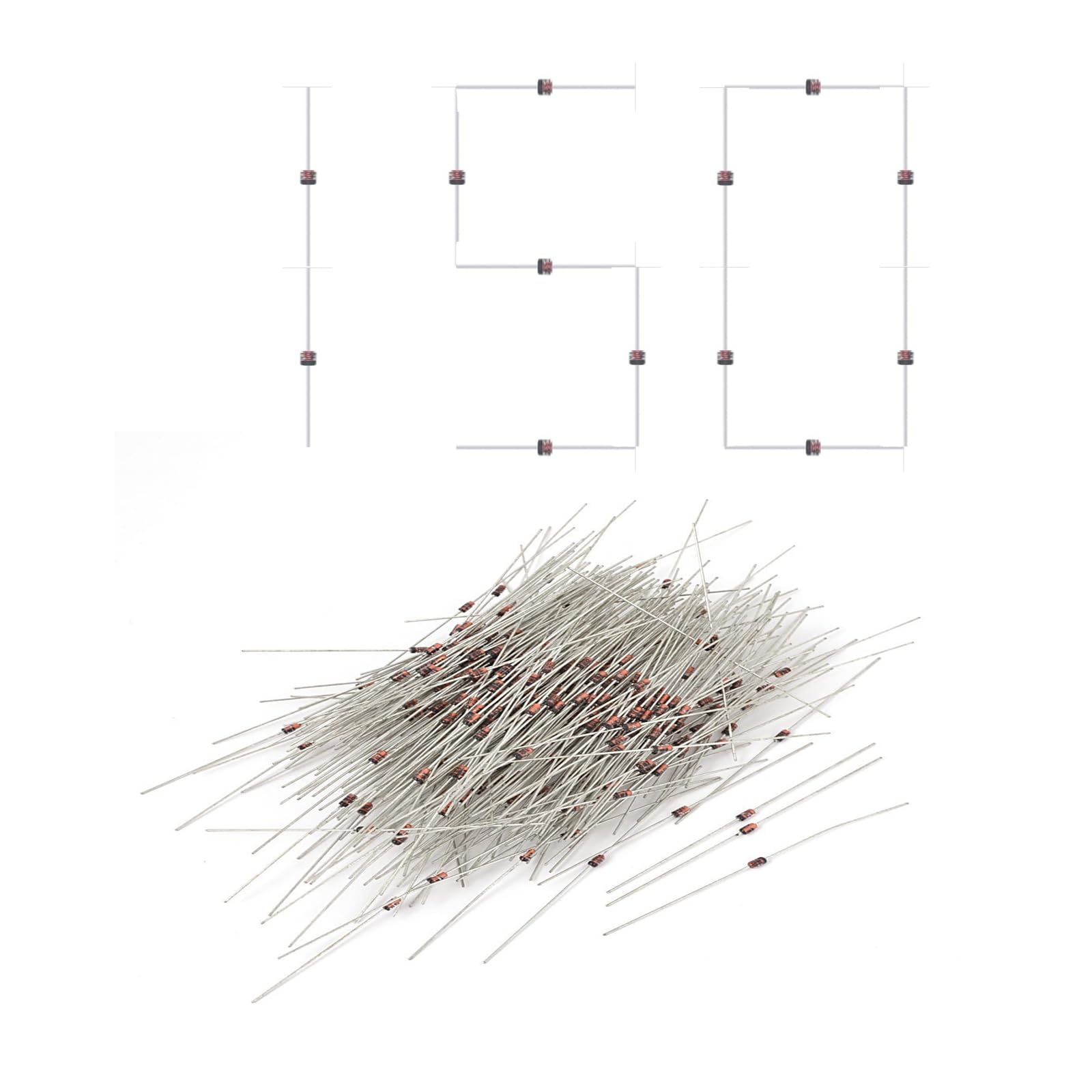 150pcs IN4148 DO-35 Hochgeschwindigkeits-Schaltdioden 100V 200mA von GERUI