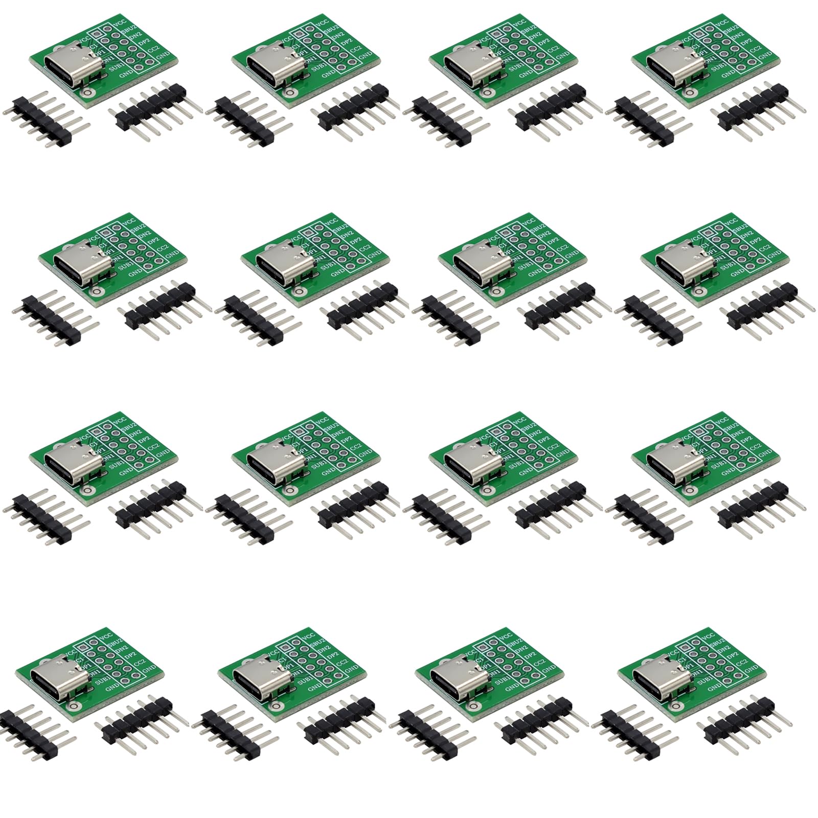 16 Stück USB TYPE-C auf DIP-PCB-Steckverbinder Pinnwand-Testplatine Dip-Pin-Header-Adaptermodul von GERUI