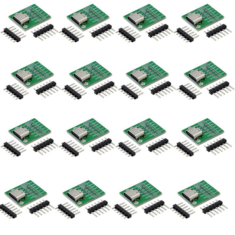 16 Stück USB TYPE-C auf DIP-PCB-Steckverbinder Pinnwand-Testplatine Dip-Pin-Header-Adaptermodul von GERUI