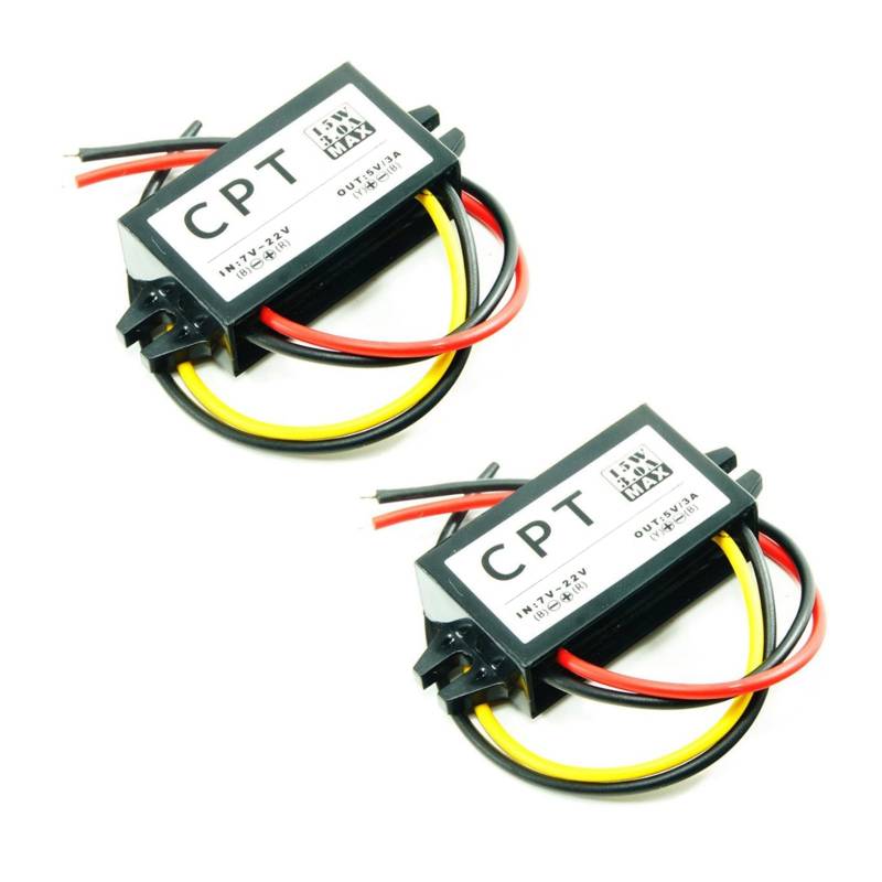 2 Stück 12V auf 5V Konverter DC-DC Step Down Modul 3A 15W DC auf DC Auto-Stromwandler Adapter（Keine USB Schnittstelle） von GERUI