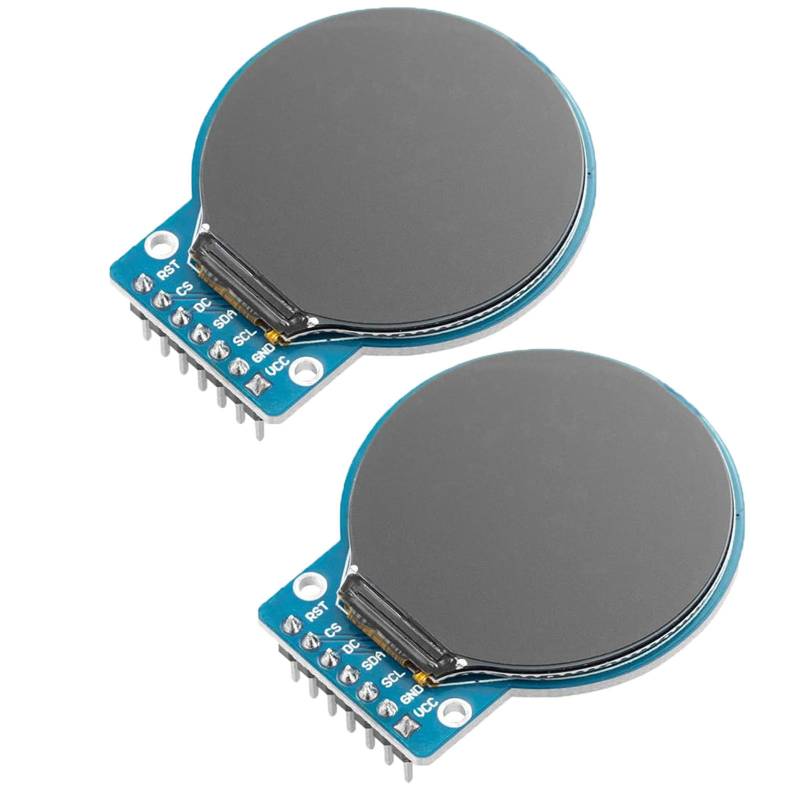 2 Stücke GC9A01 1,28-Zoll kreisförmiger TFT-Bildschirm für Arduino RGB IPS HD 240 x 240 Auflösung SPI Schnittstelle LCD Display Modul für Anzeigegeräte, Echtzeitüberwachung und Instrumentenanzeige von GERUI