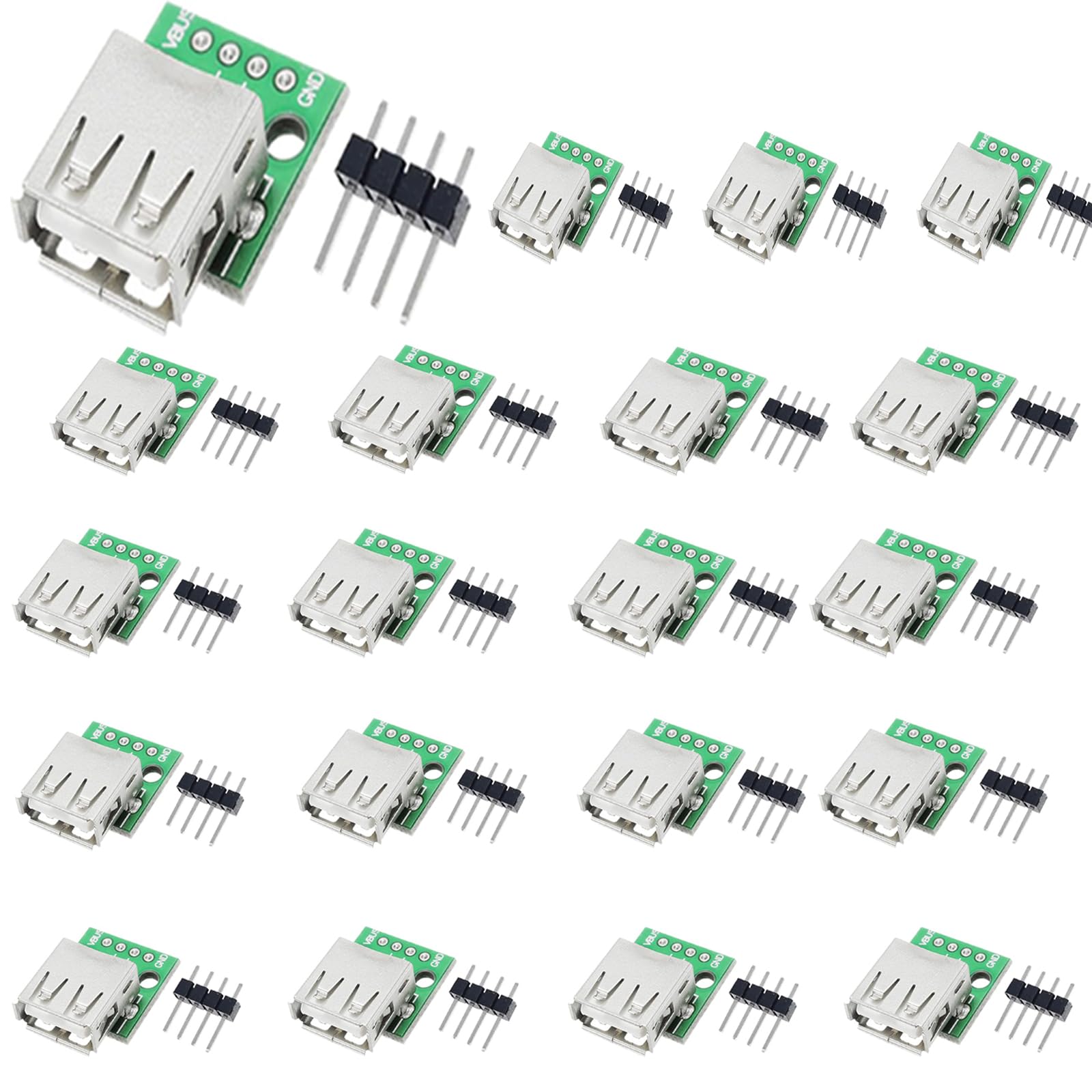 20 Stück USB Type A Buchse auf DIP Adapter 2.54mm USB Type A Breakout Board 4 Pins Pinnwand USB Einbaubuchse von GERUI