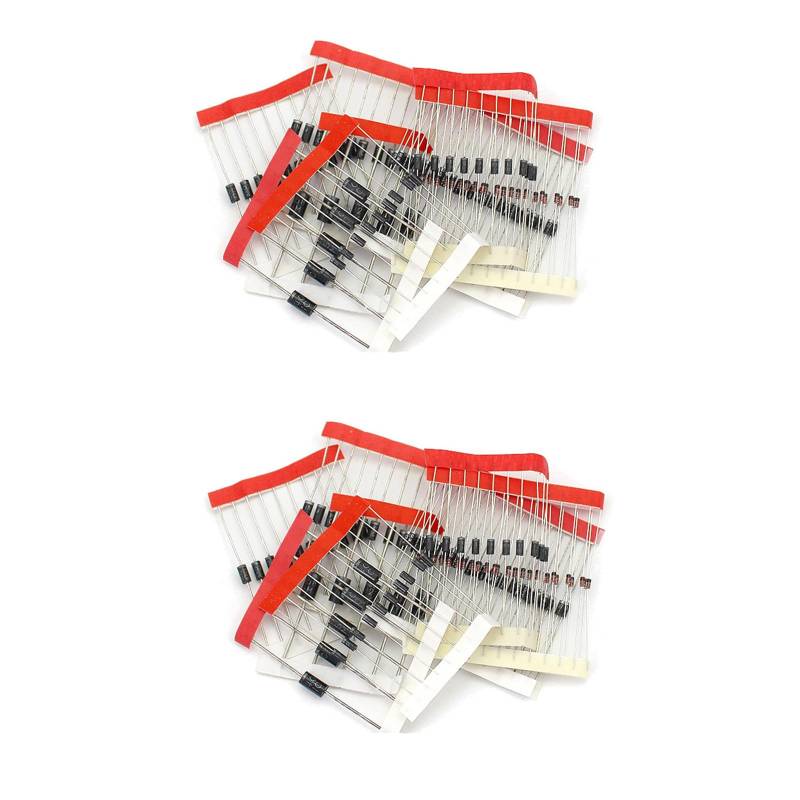 200 Stück Dioden Sortiment Kit,8 Spezifikationen 1N4148 1N4007 FR107 FR207 1N5819 1N5408 1N5399 1N5822 Inline-Dioden Packs von GERUI