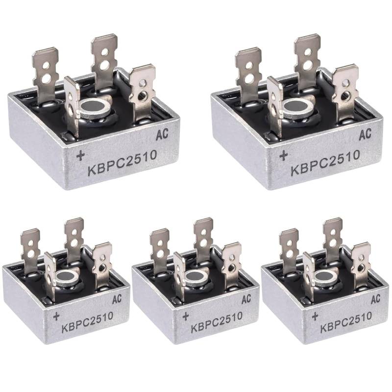 5 Stück KBPC5010 Brückengleichrichter Diode 25A 1000V Brückengleichrichterdiode KBPC 2510 Bridge Rectifier Dioden Einphasen Vollwellen 25Ampere 1000Volt 4 Pin Durchgangsloch von GERUI