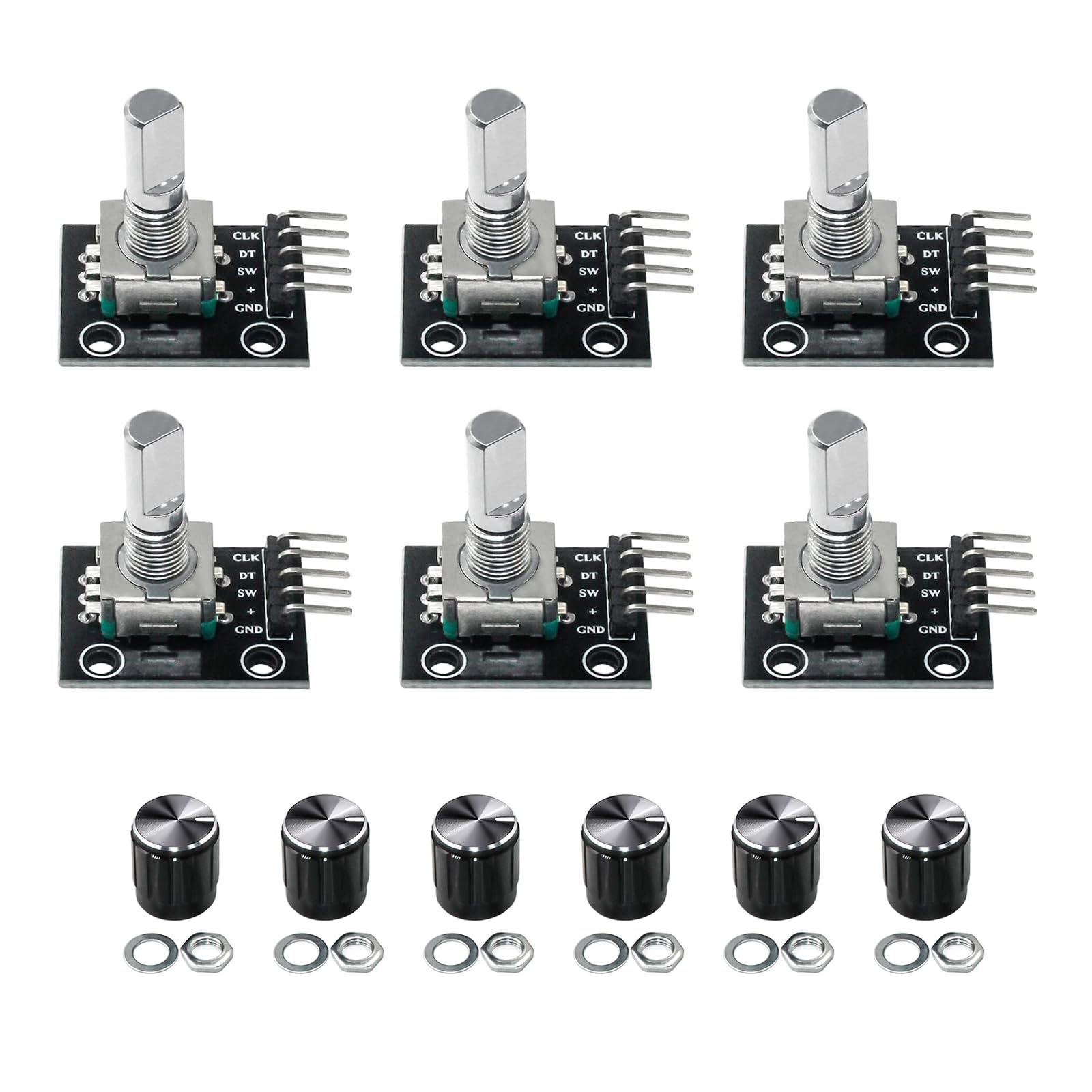 6 Stück KY-040 Rotary Encoder Modul,360-Grad-Drehgebermodul,Potentiometer digitale Impulsausgang elektronische Bausteine Für Automobilelektronik Multimedia-Audio. von GERUI