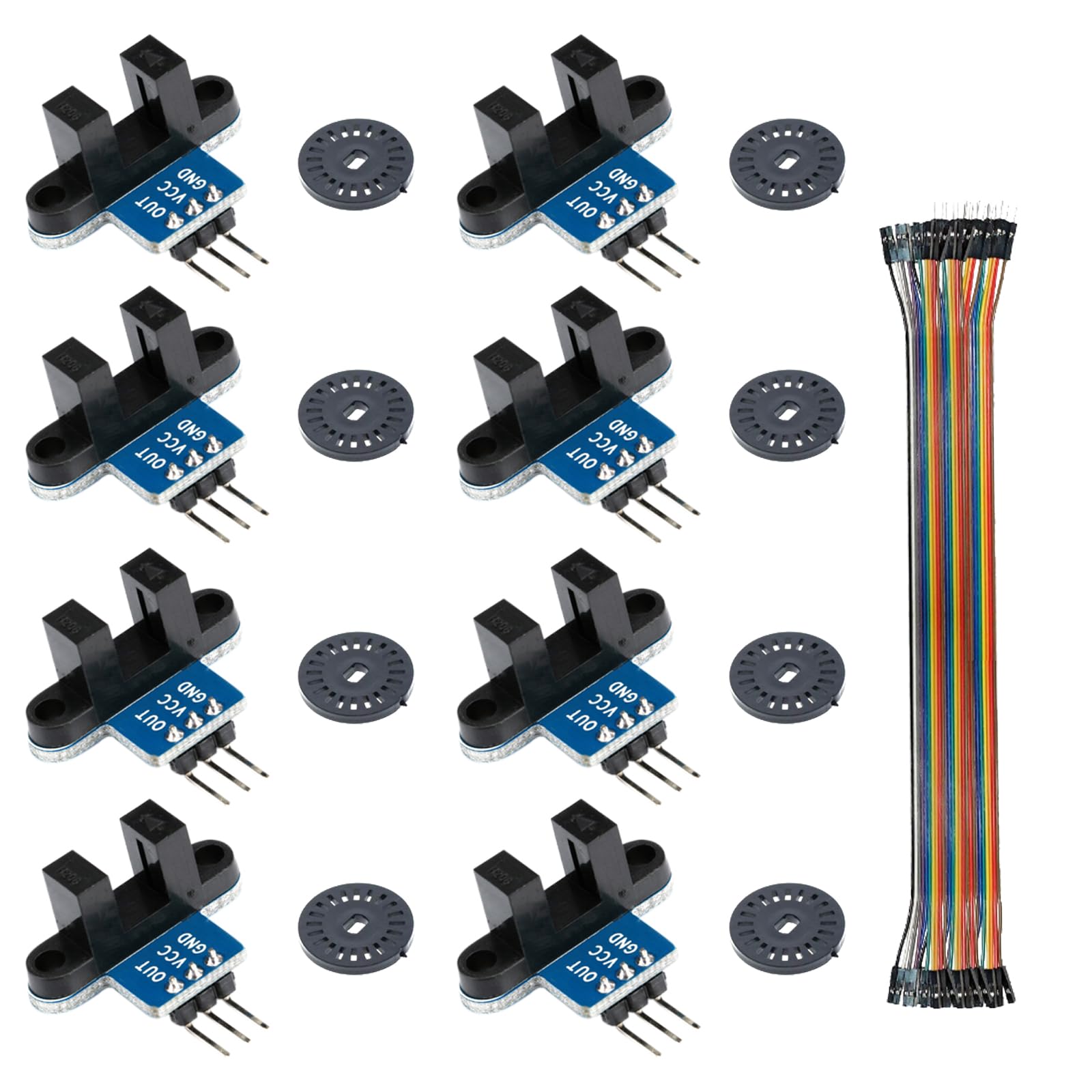 8 Stück Infrarot Geschwindigkeitsmesssensor，3.3–5V IR Infrarot Schlitzoptik Optokopplermodul Lichtschranke Sensor für Motordrehzahlerkennung oder mit Encoder von GERUI