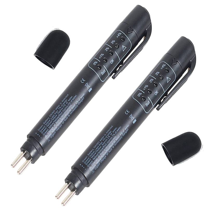 GERUI 2 Stück Auto Universal Bremsflüssigkeitstester ist für Bremsflüssigkeit DOT5 DOT4 DOT3, Tragbare Fahrzeug Auto Brake Tester mit 5 LED-Anzeigen, Bremsflüssigkeit Tester Stift (2) von GERUI