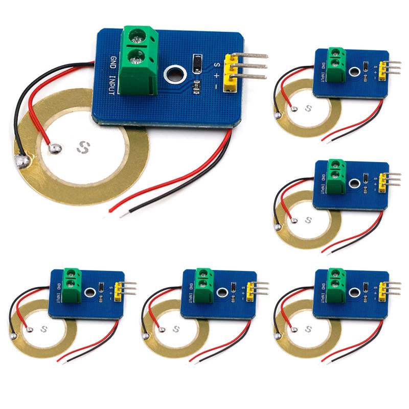 GERUI 6 Stück Ceramic Piezo Vibration Sensor Modul 3.3V 5V erkennt Vibrationen Sensor analoges Signalausgangsmodul Elektronischer Baustein Einzelmodul für Arduino DIY von GERUI