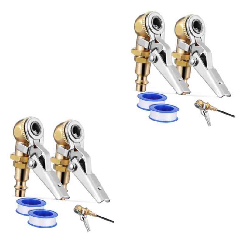 GETAJGHSD 4 Stück Geschlossenes Kugelreifenfutter Reifenluftpumpe Spannfutter für Reifenfüller Reifenluftdruckventil Ballonreifenventil Auto zubehör Adapter Arretierung am Spannfutter Kupfer von GETAJGHSD