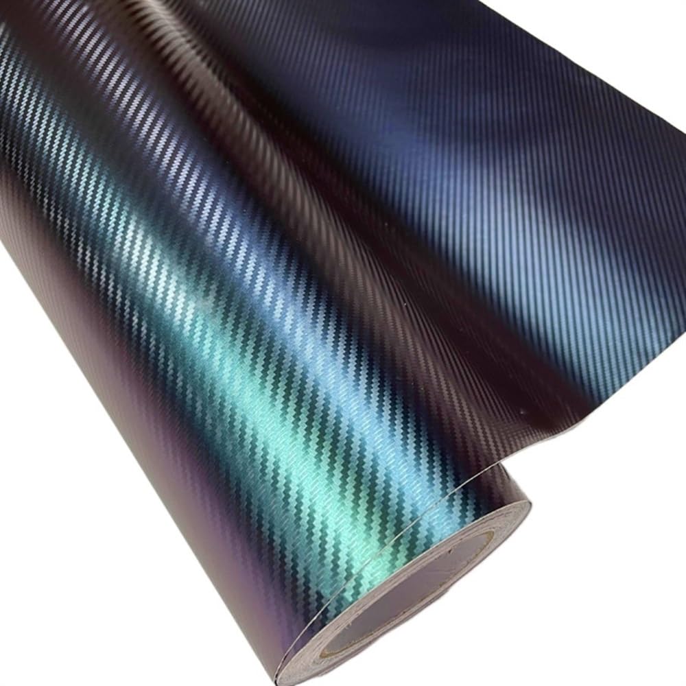 Autofolie Blau Grün Lila Auto Chamäleon Wrap Auto Carbon Faser Wrapping Film Fahrzeug Ändern Farbe Aufkleber Tönung Vinyl Luft Blase Frei Car Wrapping Folie(Color:3D Green Purple,Größe:30CM X 152CM) von GFDSGRE