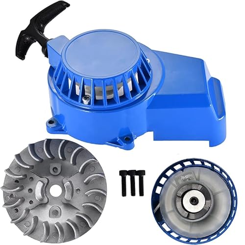 Easy Pull Start Recoil Starter Schwungrad für 47cc 49cc 50cc Pocket Bike ATV Quad Scooter kompatibel mit ähnlichen Modellen(Blue) von GFJHFDCR