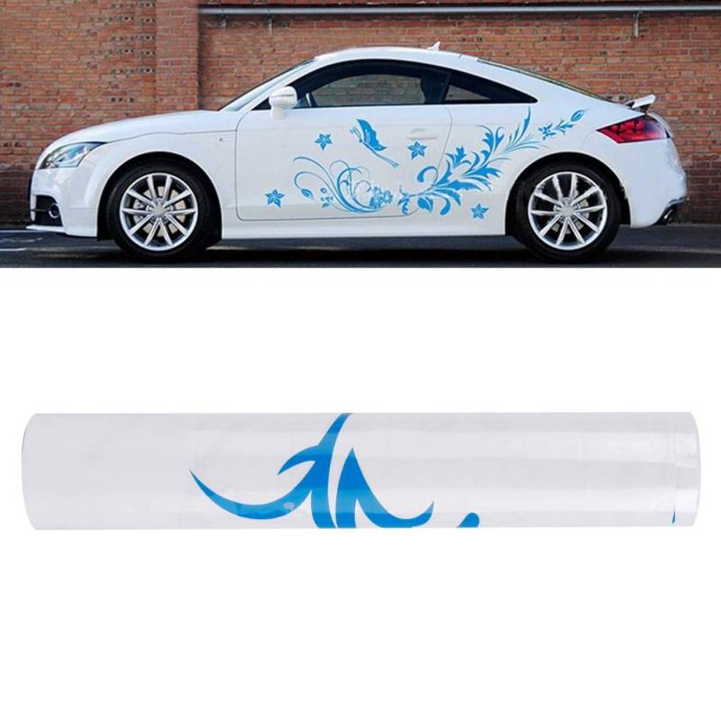 Autoaufkleber,Schmetterling und Blume Aufkleber,Diy Auto Karosserie Seitenaufkleber,PVC Wasserdichte Motorhaube KratzschutzAufkleber Auto Karosserie Dekoration Sticker Auto Styling Aufkleber(blau) von GFRGFH