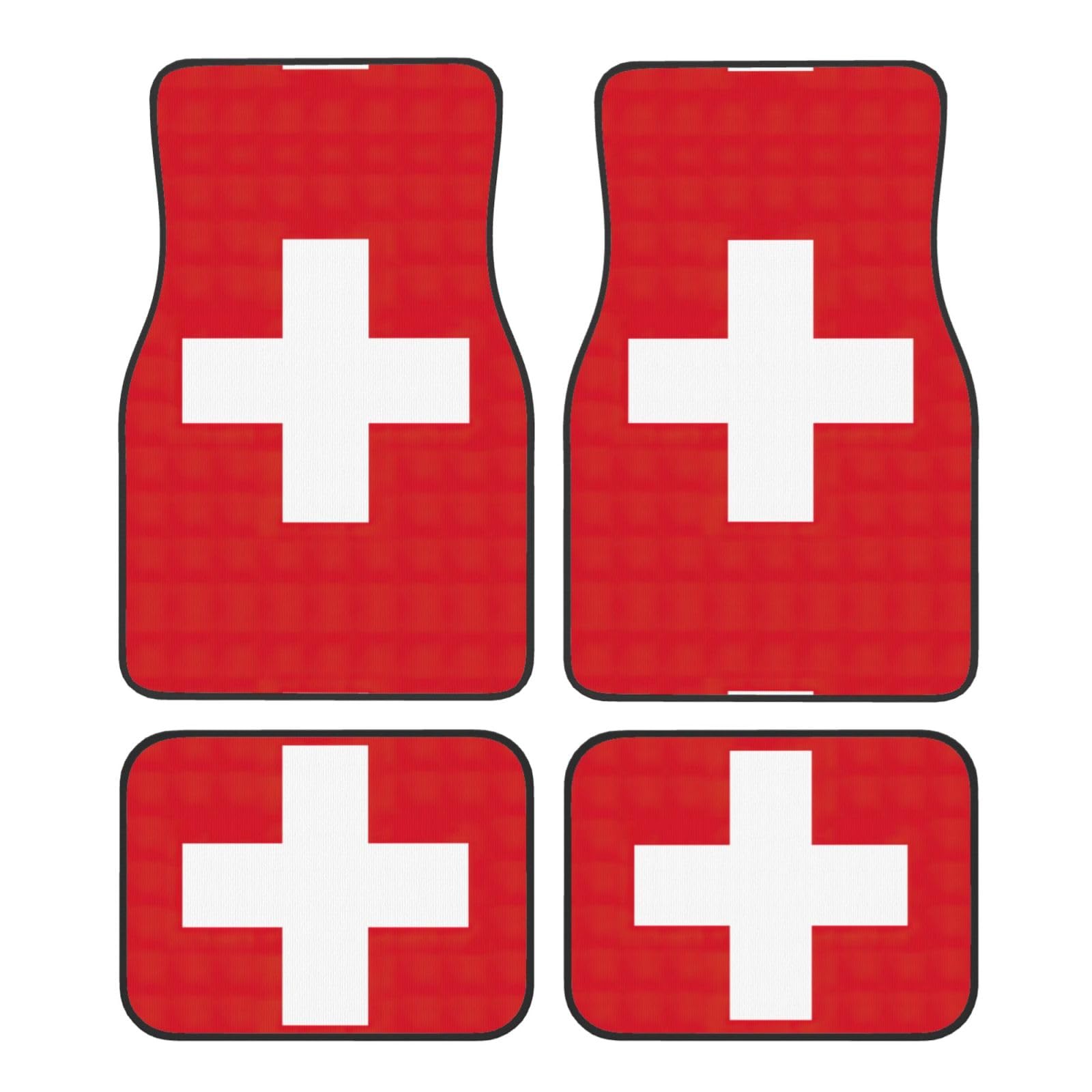 Universal-Automatten-Set mit Schweizer Flagge, 4-teiliges Automatten-Set, Autoteppich für SUVs, LKWs und Autos von GFXEDSAH