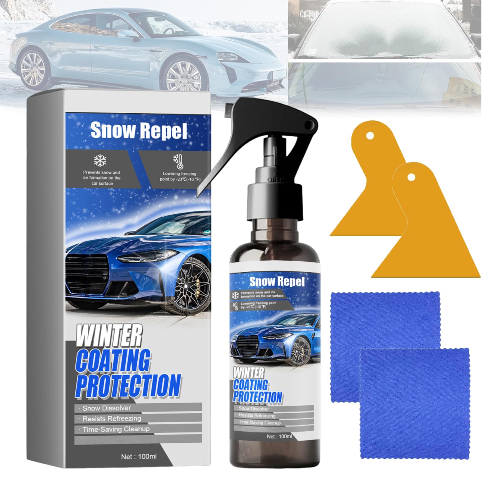 Schneeschmelz-Beschichtungsspray Für Windschutzscheiben,Enteisungsspray Für Windschutzscheiben,Enteisungsmittel Für Windschutzscheiben,Windschutzscheibenspray Gegen Eis Und Schnee (1 Stück) von GGBAO