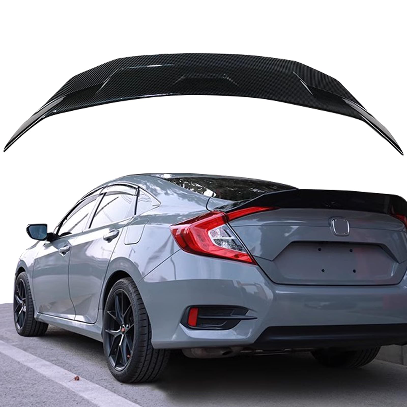 GGsmdick Civic Spoiler Heckspoiler Kompatibel mit 2016-2022 Civic 10th Gen 4-Türer Limousine Highkick Duckbill ABS Heckspoiler von GGsmdick