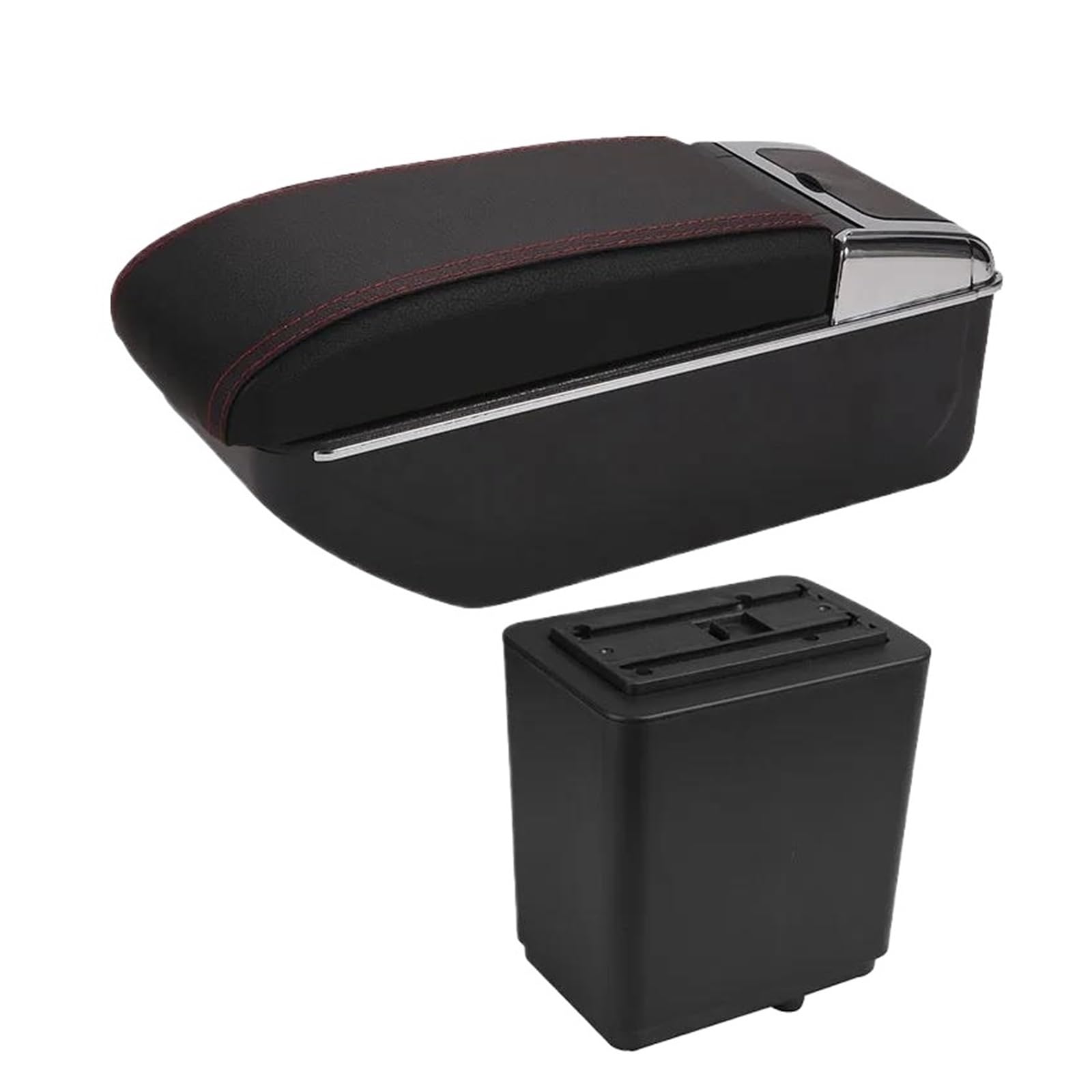 Auto Armlehnenbox Für Citroen Für Berlingo Armlehne Nachrüstteile Auto Armlehne Aufbewahrungsbox Auto Innenausstattung USB Aufladung(D1 Schwarz Rot Kein USB) von GHAEKEBC