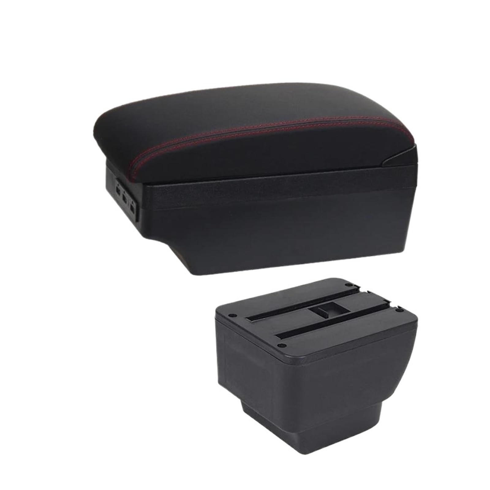 Auto Armlehnenbox Für Mazda 2 Auto Armlehnenbox Nachrüstteile Aufbewahrungszubehör Innendetails Zentrale Aufbewahrungsbox USB Schnittstelle(A1 Schwarz rot 7USB) von GHAEKEBC