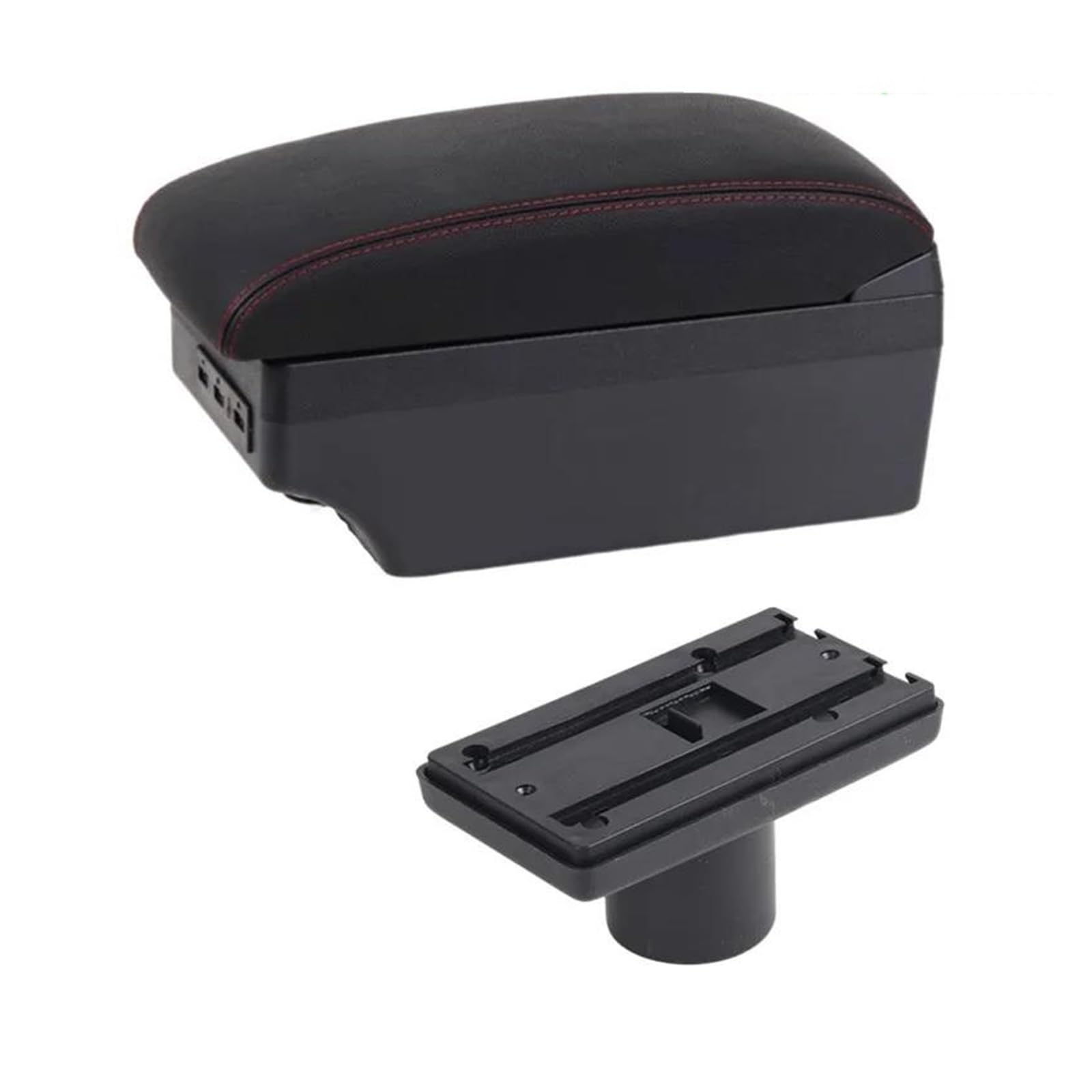 Auto Armlehnenbox Für Seat Für Ibiza 6j 6L Armlehnenbox Auto Mittelkonsolen Armlehnen Aufbewahrungsbox Mit USB Zubehör(E1 Rote Linie) von GHAEKEBC