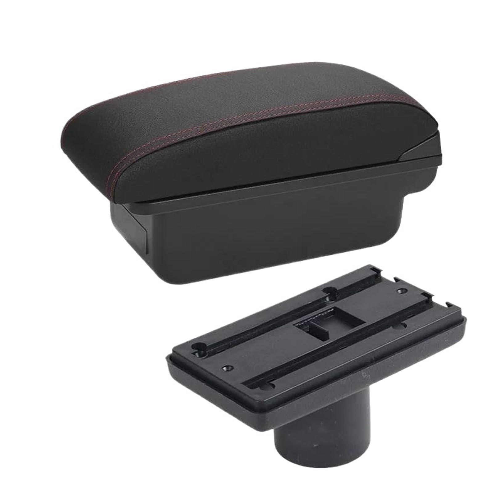 Auto Armlehnenbox Für Seat Für Ibiza 6j 6L Armlehnenbox Zentral Aufbewahrungsbox Mit Getränkehalter Aschenbecher Mit USB(C1 Schwarz Rot KEIN USB) von GHAEKEBC