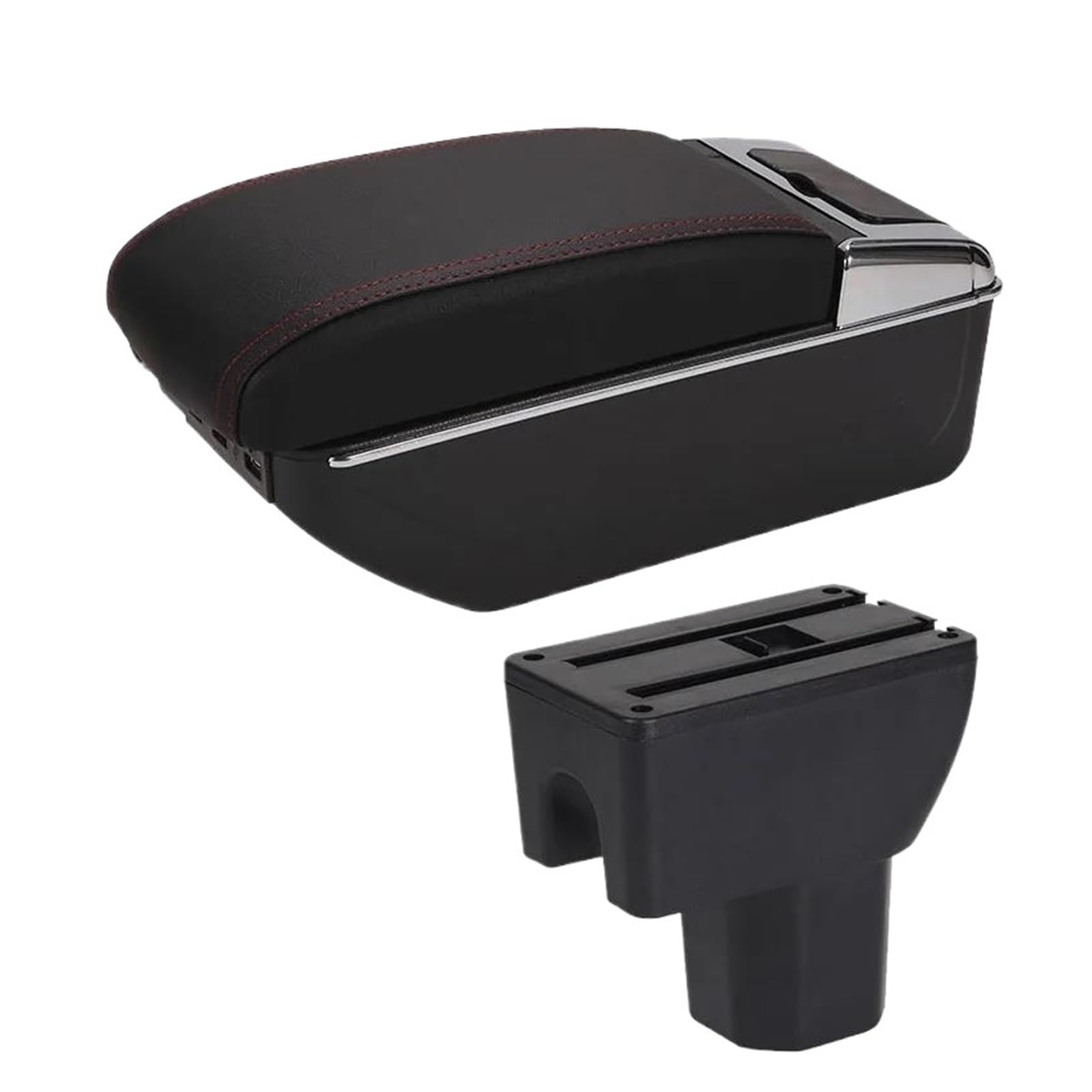 Auto Armlehnenbox Für Suzuki Für Ignis 2010-2020 Armlehne Nachrüstteile Innendetails Aufbewahrungsbox Autoarmlehnenbox Autozubehör USB(B1 Schwarz rot 7USB) von GHAEKEBC