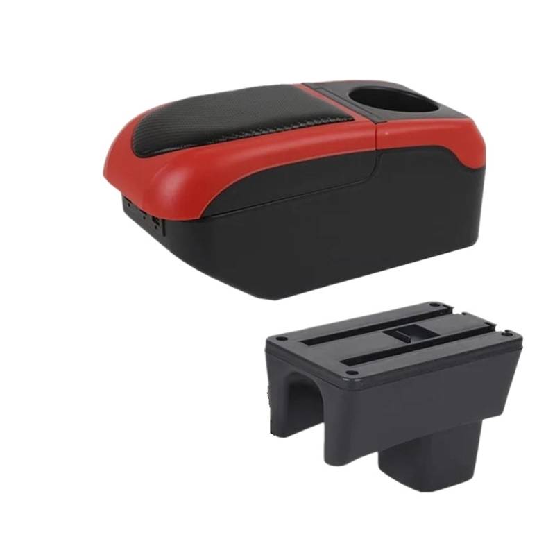 Auto Armlehnenbox Für Suzuki Für Swift 2005-2024 Auto Armlehnenbox Autozubehör Innendetails Aufbewahrungsbox Nachrüstteile(S1 schwarz-rot 6USB) von GHAEKEBC