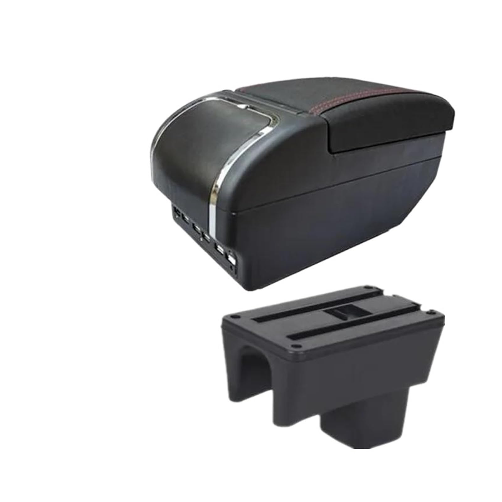 Auto Armlehnenbox Für Suzuki Für Swift 2005-2024 Auto Armlehnenbox Autozubehör Innenraum Aufbewahrungsbox Nachrüstung(E rote Linie 9USB) von GHAEKEBC