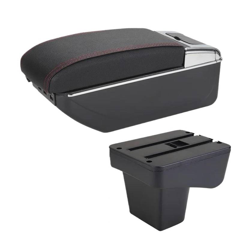 Auto Armlehnenbox Für Suzuki Für Vitara 2012-2019 Armlehnenbox Zentrale Aufbewahrungsbox Armlehne Automodifikationszubehör Einziehbar(B1 Schwarz rot 7USB) von GHAEKEBC