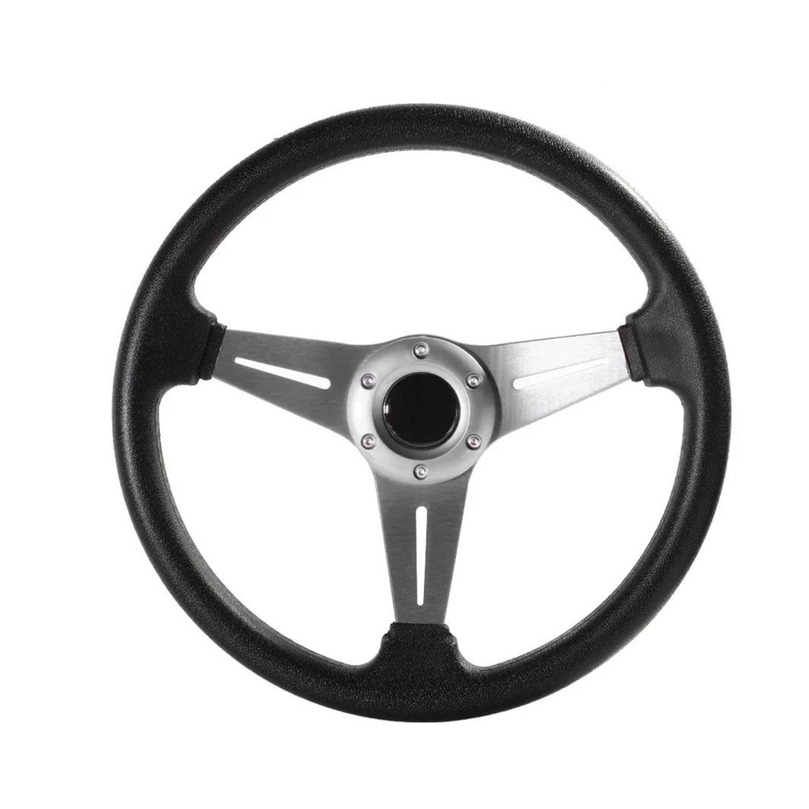 Auto Lenkrad 350 Mm 14 Zoll Universal Sportlenkrad Drift Simulation Rennspiel Lenkrad Auto Innenausstattung(Silber) von GHAEKEBC