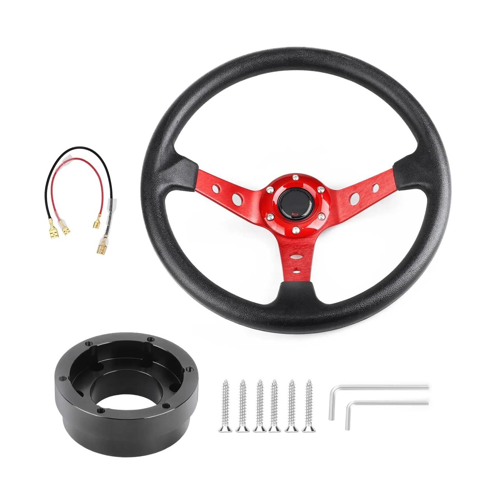 Auto Lenkrad Für Logitech G29 G920 G923 350 Mm 14 Zoll Auto Sport Drifting Lenkräder Mit Adapterplatte 70 Mm PCD(ROT mit Schwarz) von GHAEKEBC