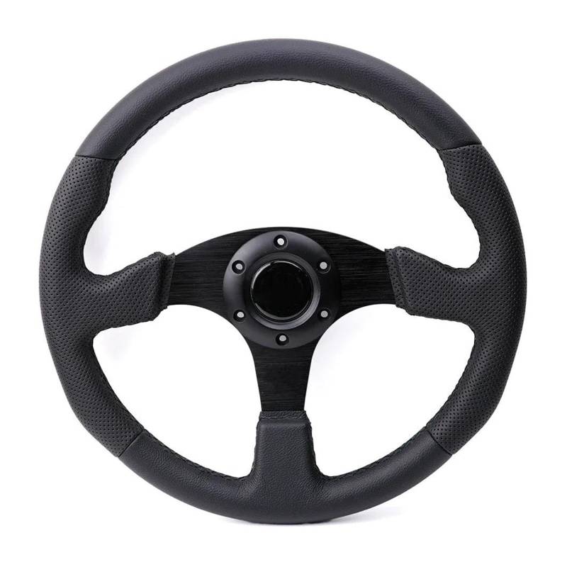 Auto Lenkrad Universales Autorennen Tuning Drift Sportlenkrad Wildlederlenkrad Autoteile(PVC-Leder schwarz) von GHAEKEBC