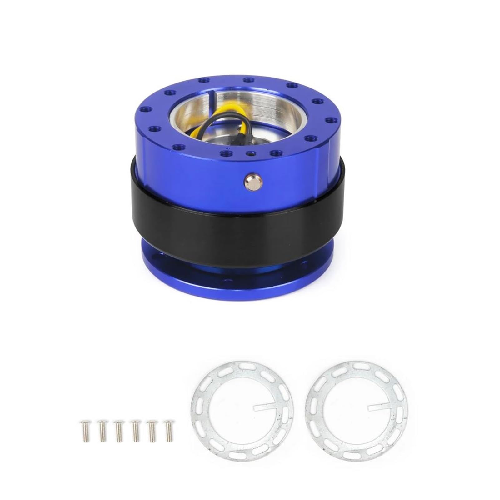 Auto Lenkrad Universelles 12 Loch Muster 70 Mm 74 Mm Auto Rennlenkrad Schnellspannnabenadapter Snap Off Boss Kit(BLAU) von GHAEKEBC