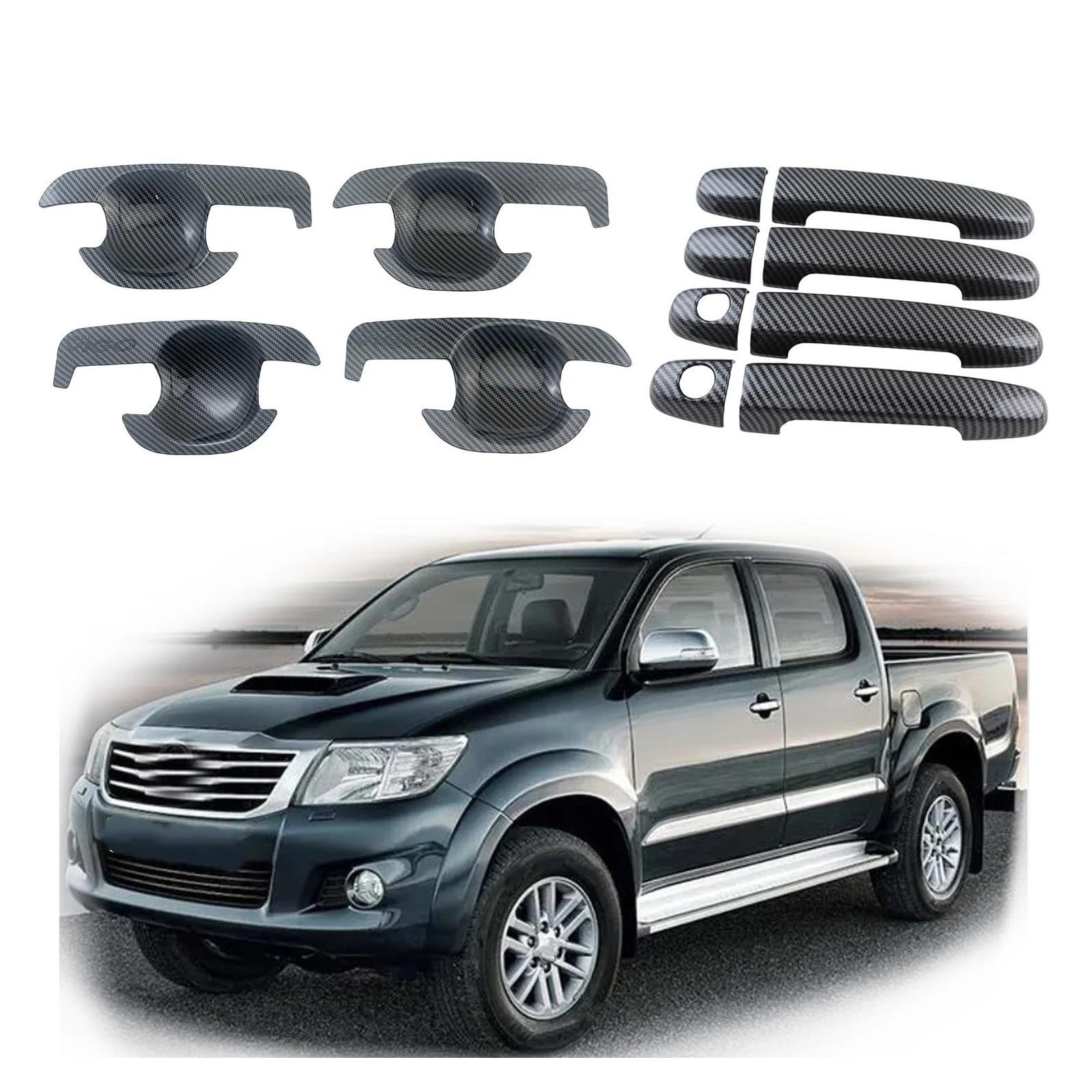 Autotürgriff Für Toyota Für Hilux Vigo 2005 2006 2007 2008 2009 2010 2011 2012 2013 2014 Schutzabdeckung Für Autotürgriffschale(Carbon-Schalengriff) von GHAEKEBC