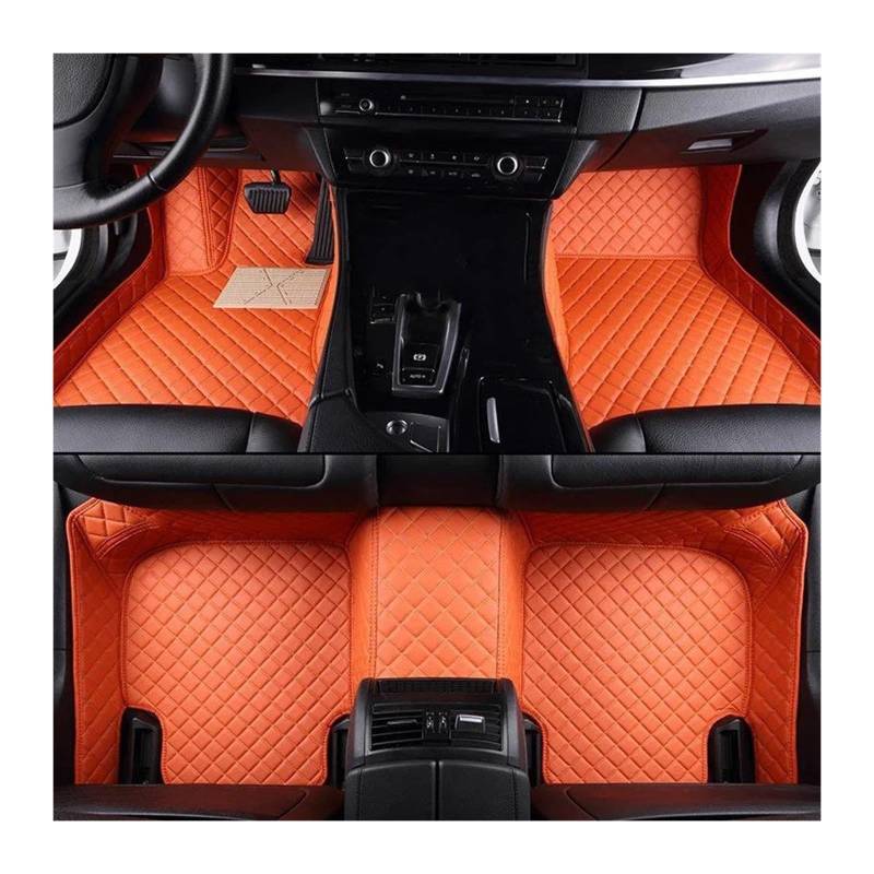 Für Peugeot 208 A9 2012 2013 2014 2015 Automatten Komplettset Wasserdichtes Zubehör Auto Fußmatten(Orange) von GHAEKEBC