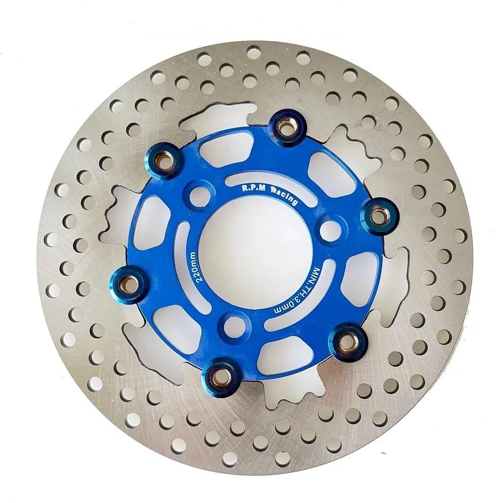 Motorrad Scheibenbremse Rotor Für Y&AMAHA Roller Universal 220mm Motorrad Bremsscheibe Float Disk Rotor Bremssattel 3 Loch Vorne Hinten Rad(Blue) von GHALSIEAV