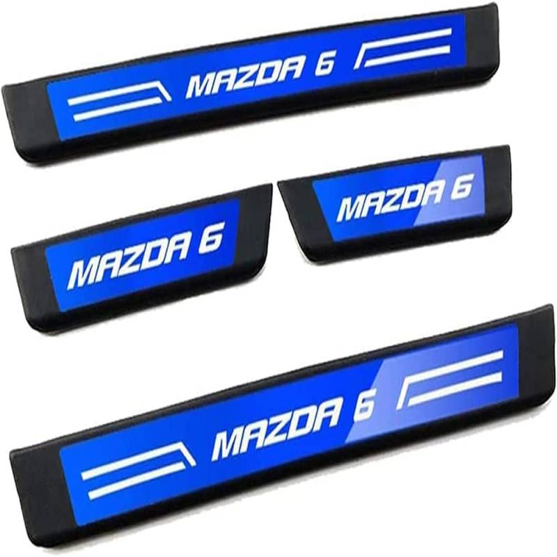 4 Stück Auto Edelstahl Einstiegsleisten Kick Plates für Mazda 6,Auto Scuff Plate Türschwelle Aufkleber Dekorative Accessoires,Blue von GHCPMQ