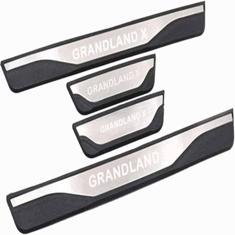 4 Stück Auto Edelstahl Einstiegsleisten Kick Plates für Opel Grandland X A18 2017 2018 2019,Auto Scuff Plate Türschwelle Aufkleber Dekorative Accessoires von GHCPMQ