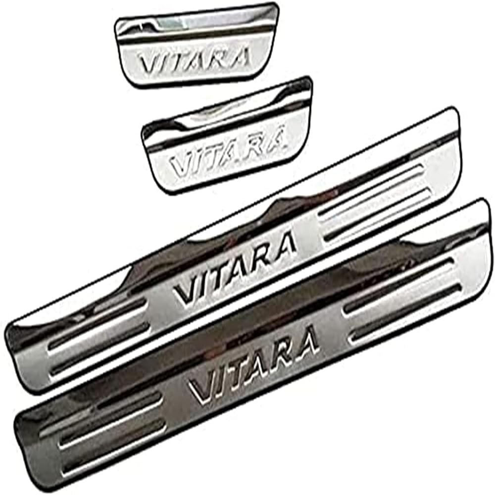 4 Stück Auto Edelstahl Einstiegsleisten Kick Plates für Suzuki Vitara,Auto Scuff Plate Türschwelle Aufkleber Dekorative Accessoires,Silver von GHCPMQ
