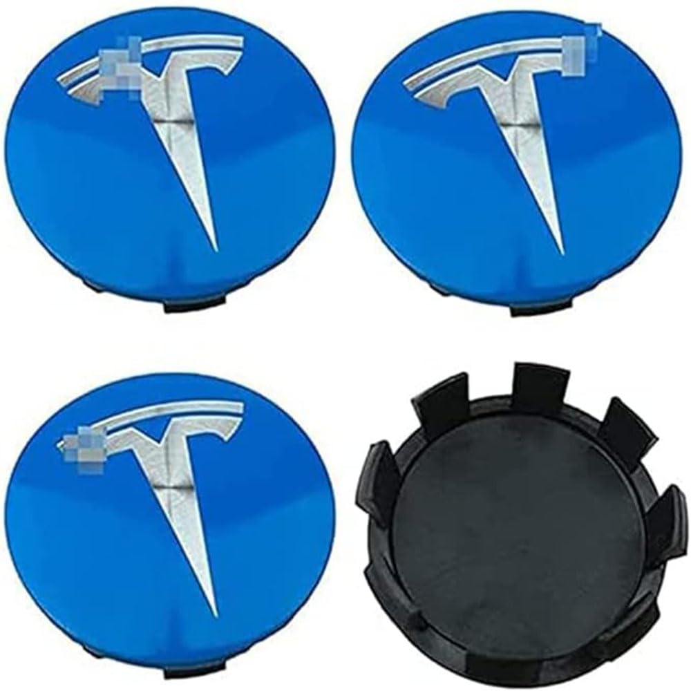 4 Stück Auto Radnabenkappen für Tesla Model X Model S Model 3 58MM, Dauerhaft Radnabenabdeckung Zentralabdeckung Abzeichen Accessoires von GHCPMQ