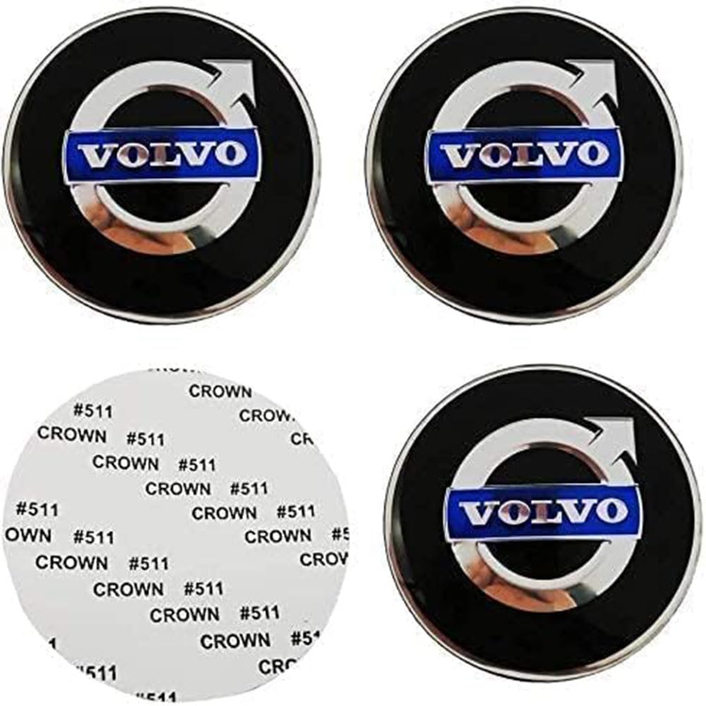 4 Stück Auto Radnabenkappen für Volvo S60 S80 S90 XC40 XC60 XC70 V40 V50 V60 V90 C30 C40 65MM, Dauerhaft Radnabenabdeckung Zentralabdeckung Abzeichen Accessoires von GHCPMQ