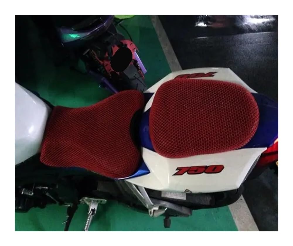 GHDYUQ Sitzbezug Kissen Motorrad Sitz Abdeckung Sitz Roller Wärmedämmung Kissen Abdeckung Für Su&zuki GSX750R Rot Schwarz von GHDYUQ