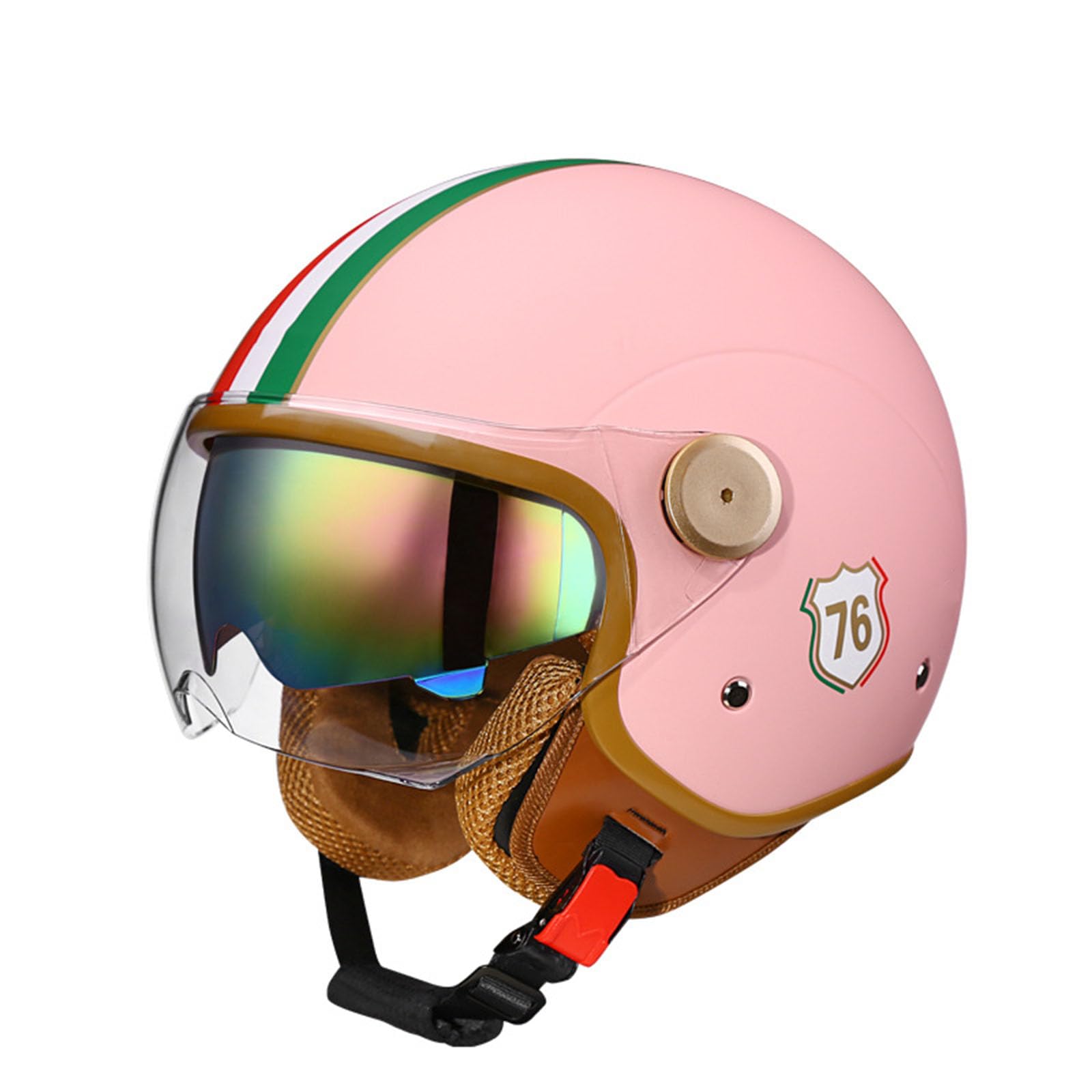 DOT/ECE-geprüft Retro-Motorradhelm, Rollerhelm mit Visier, offener halber Jethelm, Mopedhelm für Erwachsene Männer und Frauen von GHHTHEN