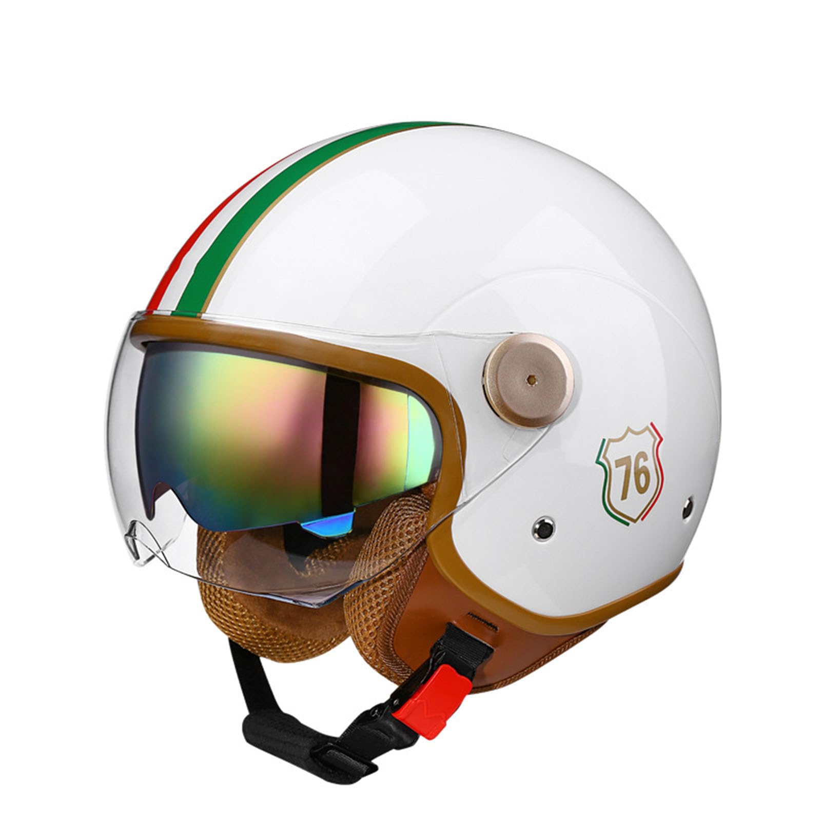 DOT/ECE-geprüft Retro-Motorradhelm, Rollerhelm mit Visier, offener halber Jethelm, Mopedhelm für Erwachsene Männer und Frauen von GHHTHEN